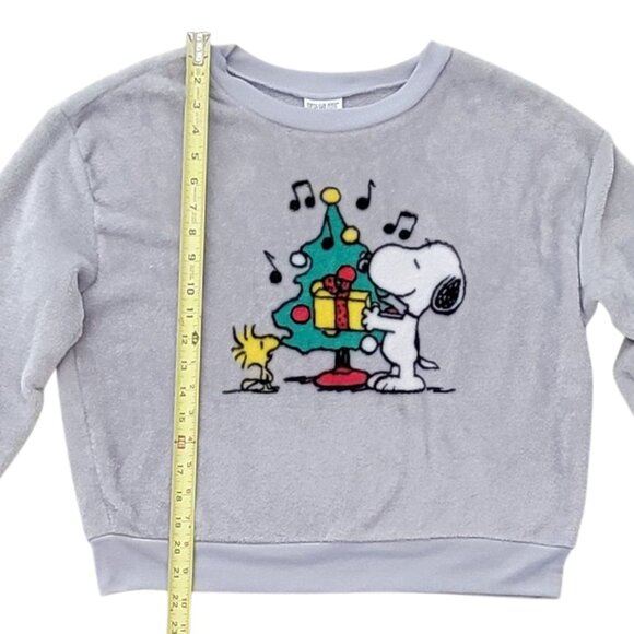 Peanuts Snoopy Woodstock Holiday Christmas Plush Velour Sweatshirt Sz M - Picture 7 of 9